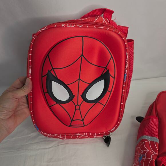 Kids Red 14.5" Tall Back to School Backpack & Matching Insulated Lunch Box New - Picture 7 of 10